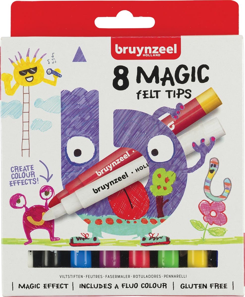 Viltstift Bruynzeel Kids Magic Points blister à 8 stuks assorti | 6 stuks